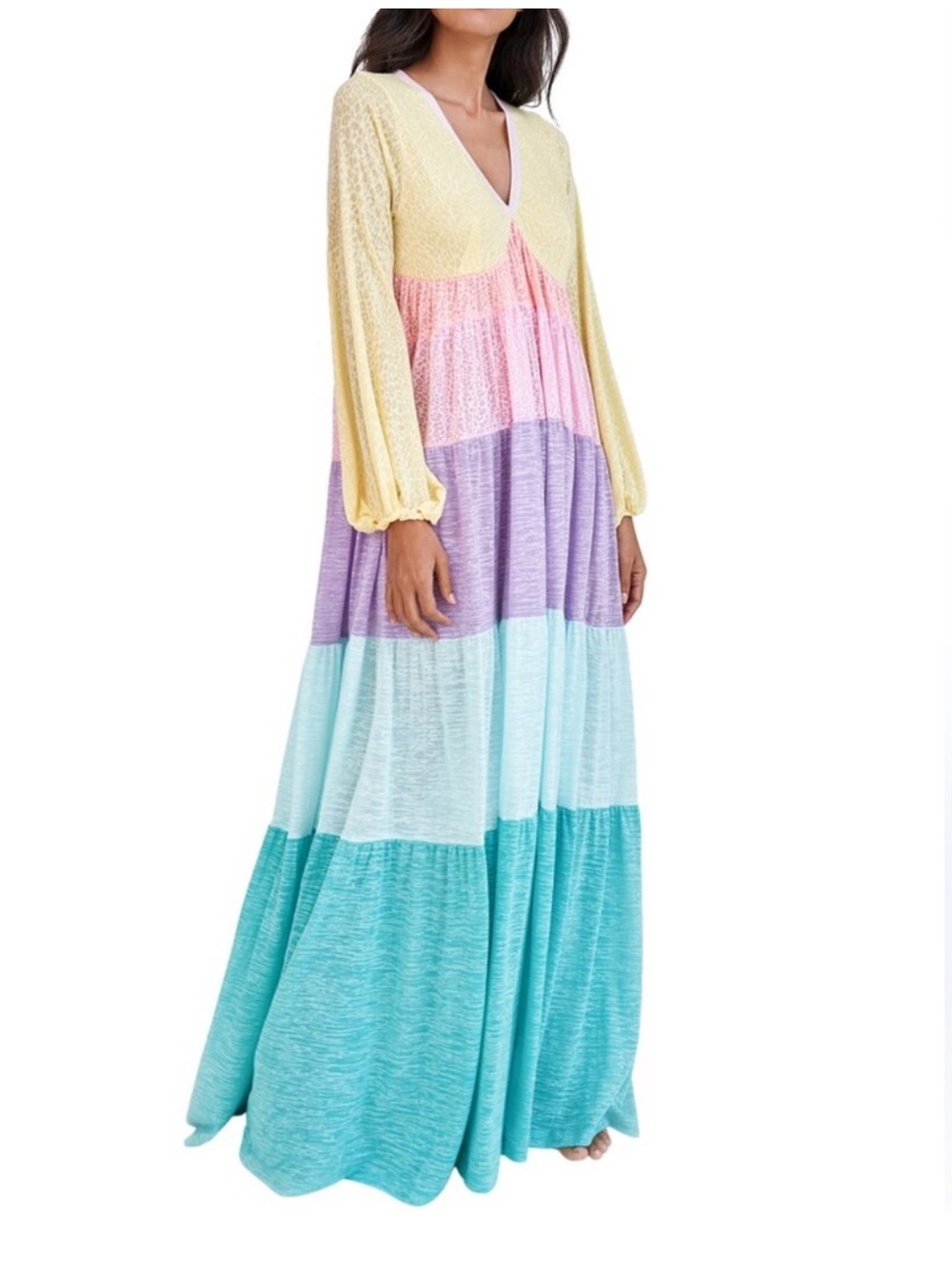 Pitusa Cotton Color Block Maxi Dress
